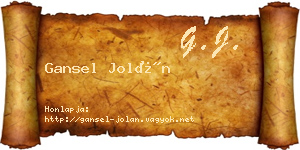 Gansel Jolán névjegykártya